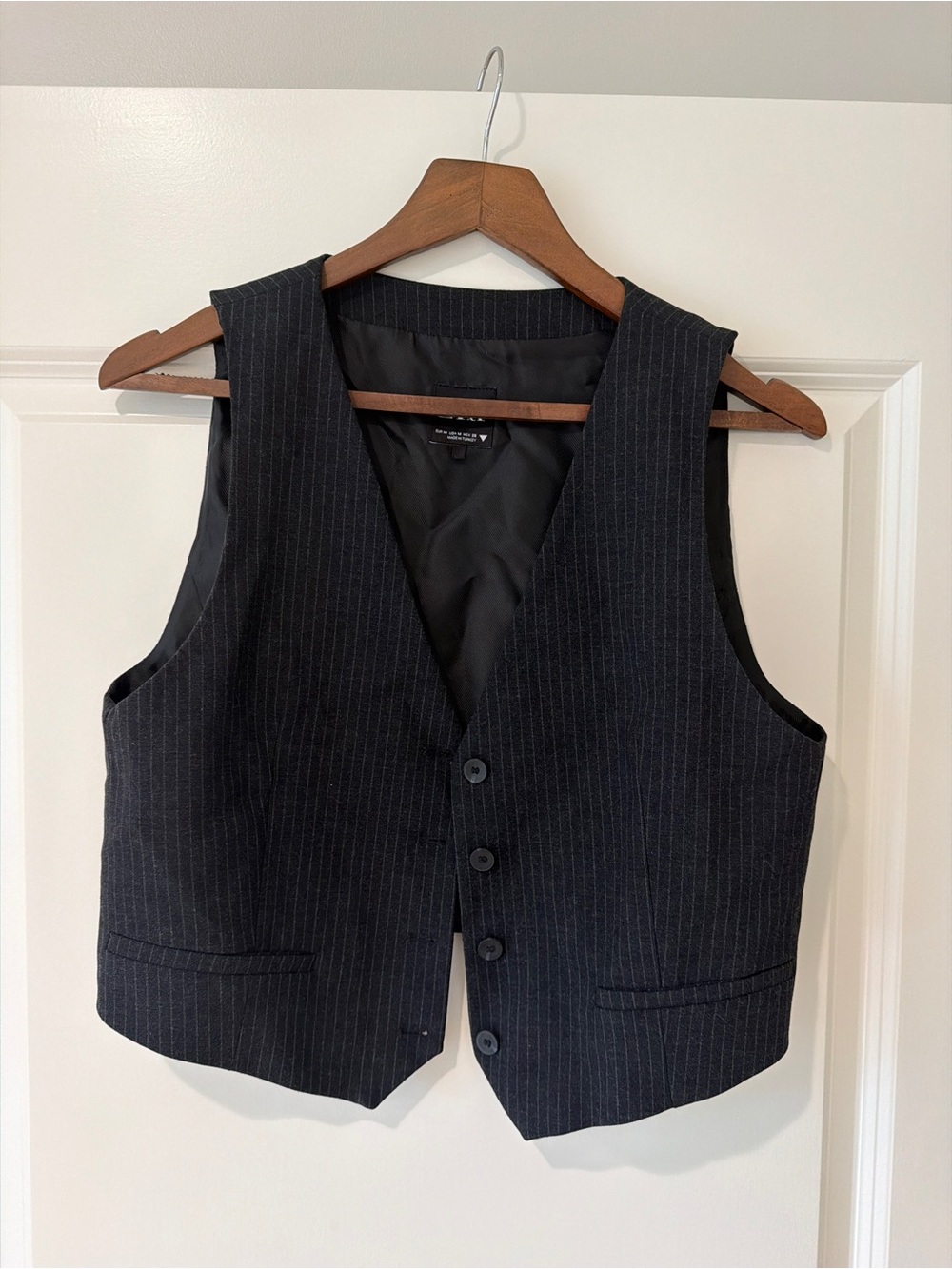 Zara Men's Black Pinstripe Vest